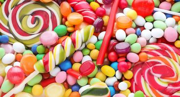 Assorted colorful candies.