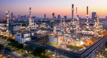 Fuel refinery at dusk
