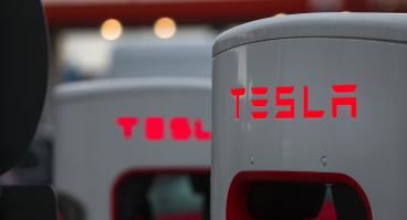 Two Tesla charging stations.
