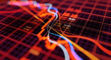 Numbers and a graph show a crash in the oil market.