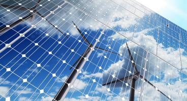 Solar panels and wind turbines