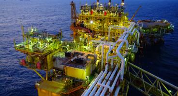 Oil rig at night