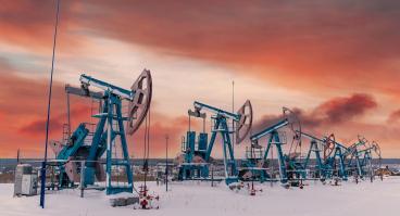 Oil pumps at work in Russia.