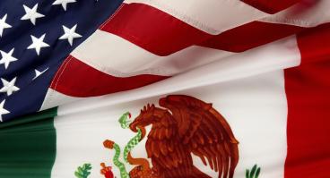Textured flags of America and Mexico 