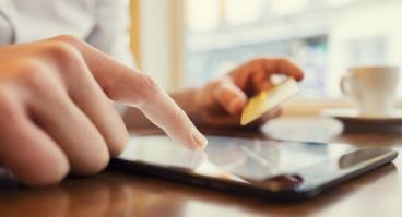 A person shops online.