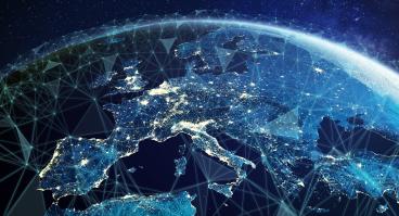The globe at night; focus on Europe