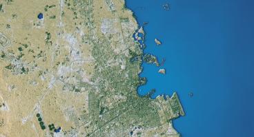 Topographic map of Doha, Qatar