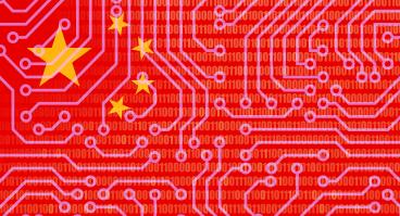 China flag with binary code overlay texture