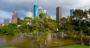 Houston skyline flood