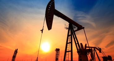 Oil pump at sunset