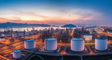 Oil refinery at twilight