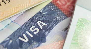 United States visa on passport background
