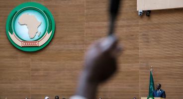 Senegal's president and chairperson of the African Union address the public