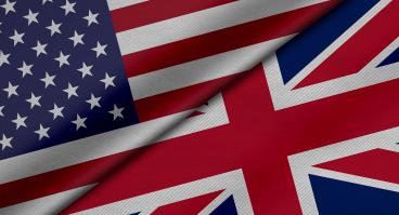 Flags from United States of America and United Kingdom