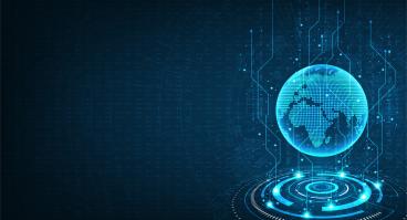 image of the earth with data transfer symbology
