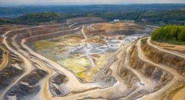 Aerial view of Dolomite mine excavation