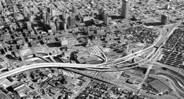 Aerial view of highway development in Houston, Texas