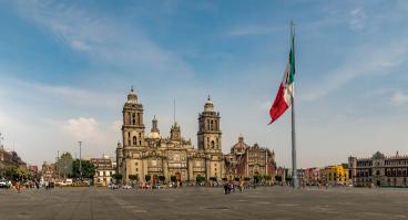 Panoramic view of Zocalo and Cathedral - Mexico City, Mexico