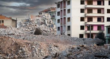 Debris left in city after war bombardment