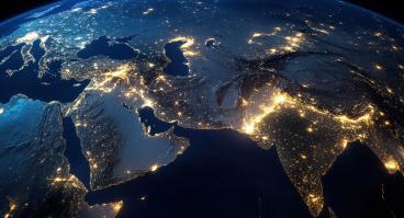 Map of Middle East at night from space