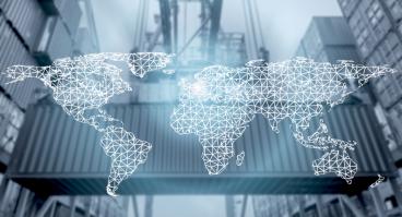  Network connection partnership and world map with port