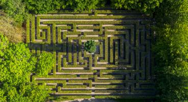  View of a maze in the park.