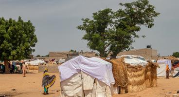 Refugee camp in Africa, full of people who took refuge due to insecurity and armed conflict