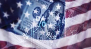 American flag and money