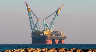 Oil and gas rig off the coast of Cyprus. 