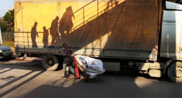 Syrian children refugees fleeing from the war