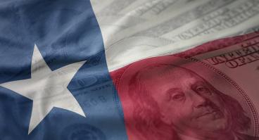 Texas flag superimposed on $100 bill