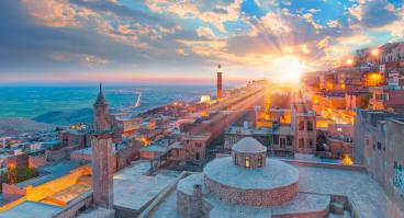 Old town with bright blue sky, Mardin, Turkey