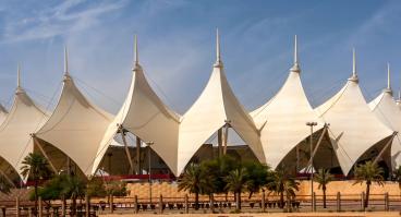 External view of King Fahd International Stadium in Riyadh, Saudi Arabia