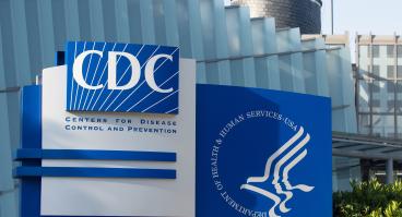 Atlanta, GA, USA - June 15, 2022: Closeup of the CDC logo seen at the Edward R. Roybal campus, the headquarters of the Centers for Disease Control and Prevention (CDC).