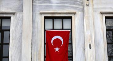 Turkish flag on a government building. 