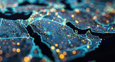 Conceptual map visualizing the global interconnectedness of Saudi Arabia in the Middle East and North Africa.