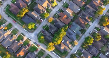 Aerial view of American neighborhood