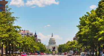 View of US Capitol from street
