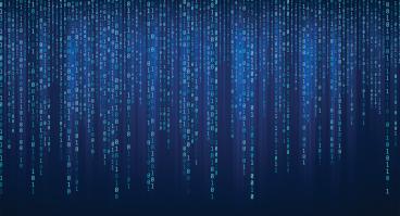  Downloaded Abstract Technology Binary code Background with binary data fall from the top of the screen.