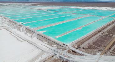 Rectangular lithium ponds in Chile