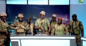 Benin’s coup leaders appear on state TV on Dec. 7, 2025, to announce the suspension of the country’s constitution.