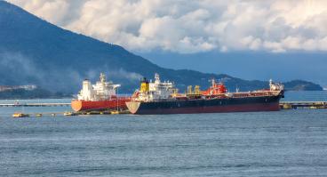 Oil ship in sea, Strait of Hormuz.