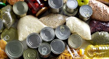 Food provisions, cans and dry goods