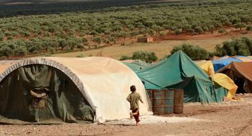 IDLIB, SYRIA - Jun 17, 2013: Internally displaced child Syrian refugees 