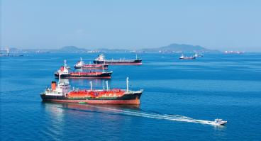 Oil ship in sea.