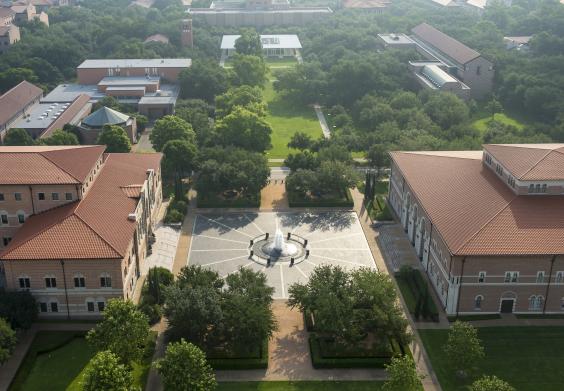 Aerial view of Baker Institute on Rice University Campus