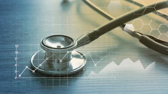 A graph overlays a stethoscope.