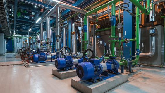 A collection of water pumps and water pipes. 