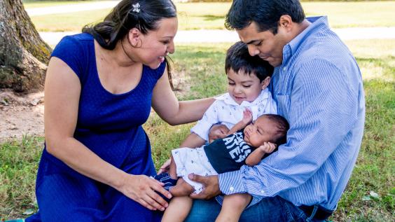 A family at a park.