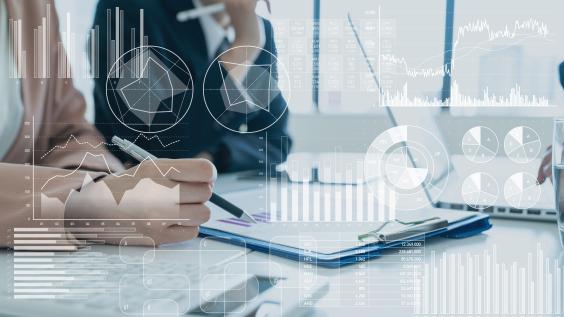 Person looking at graphs and charts